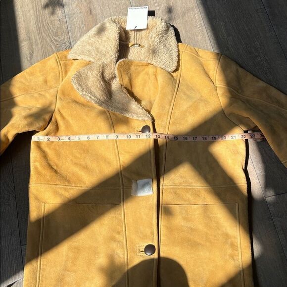 Reformation Veda LucaTan Suede Shearling Coat Jacket Size Small - Picture 6 of 8